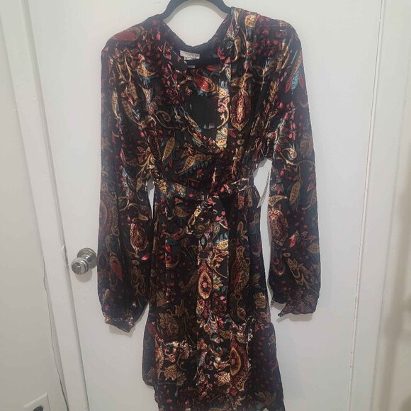 VENUS Burnout Velvet Mini Dress - Picture 1 of 5